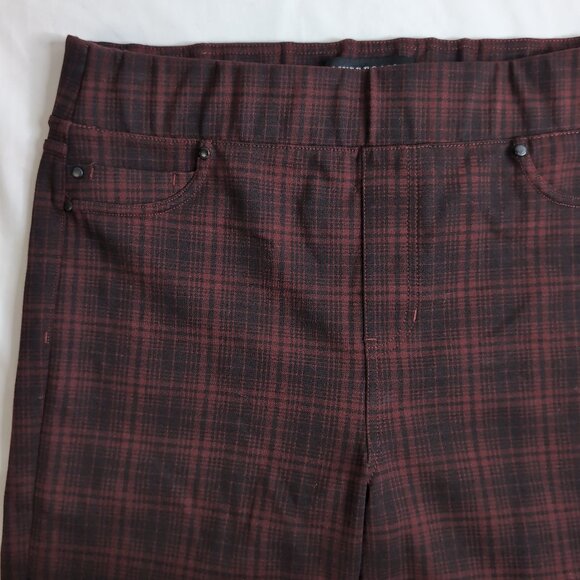 Liverpool Women's Maroon/Black Rosette Plaid Jeggings, US 12 - Picture 4 of 7